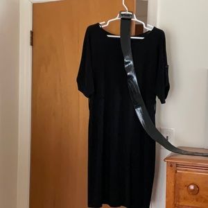 MSK black short sleeve belted dress